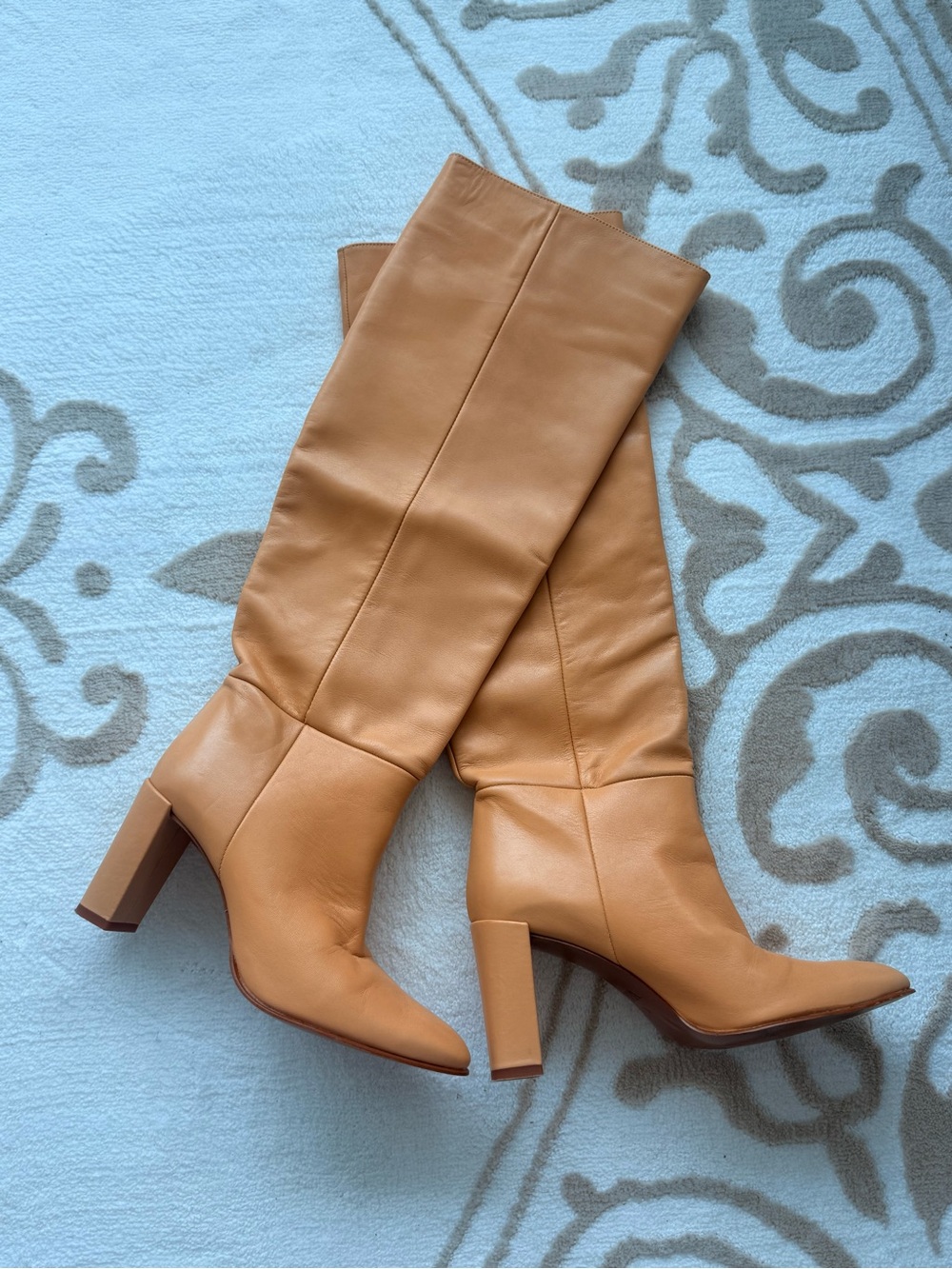 Classic Women's Tall Tan 100% Leather Heeled Boots